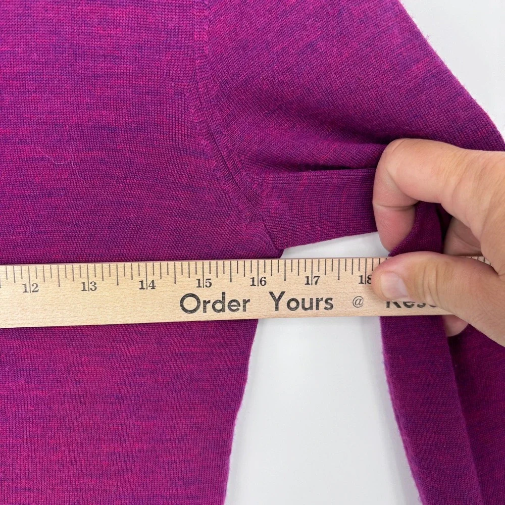 Tory Burch Simone Cardigan Women S Purple Merino Wool Logo Button Sweater V-Neck
